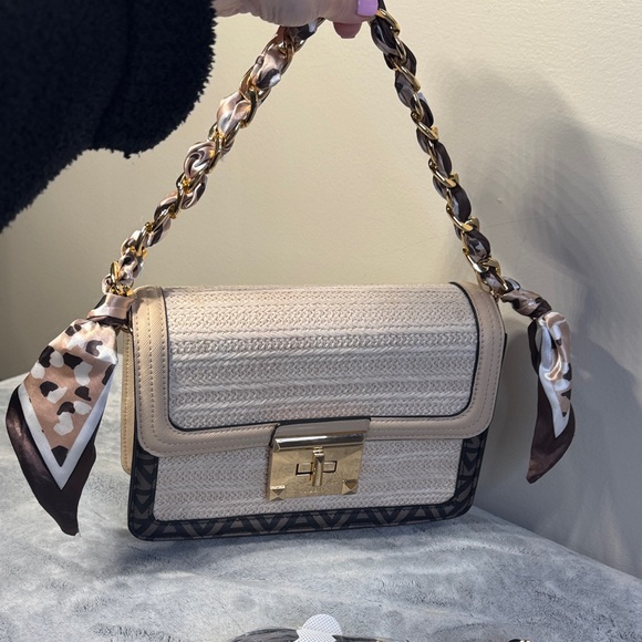 Aldo Cailla Mini Woven Satchel - Tan/Brown - Like New - Picture 4 of 12